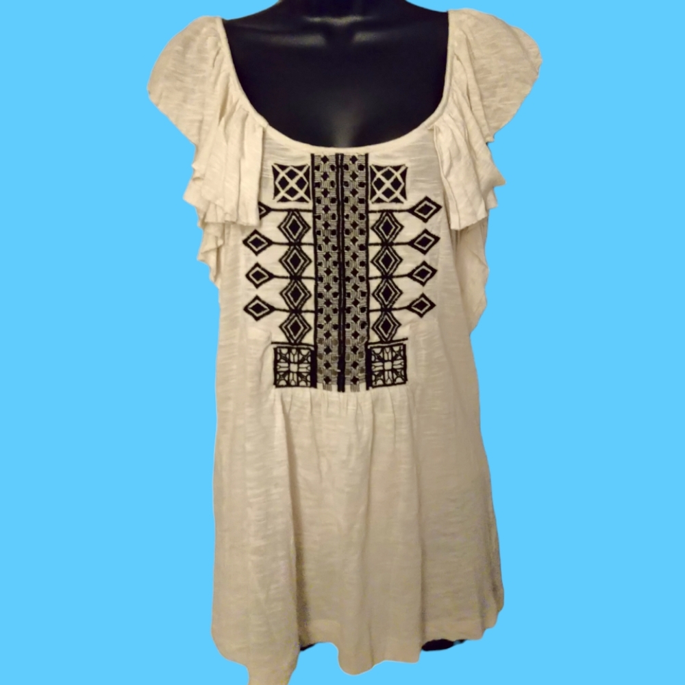 Ecote Boho Flutter Sleeve Blouse Xs - image 3